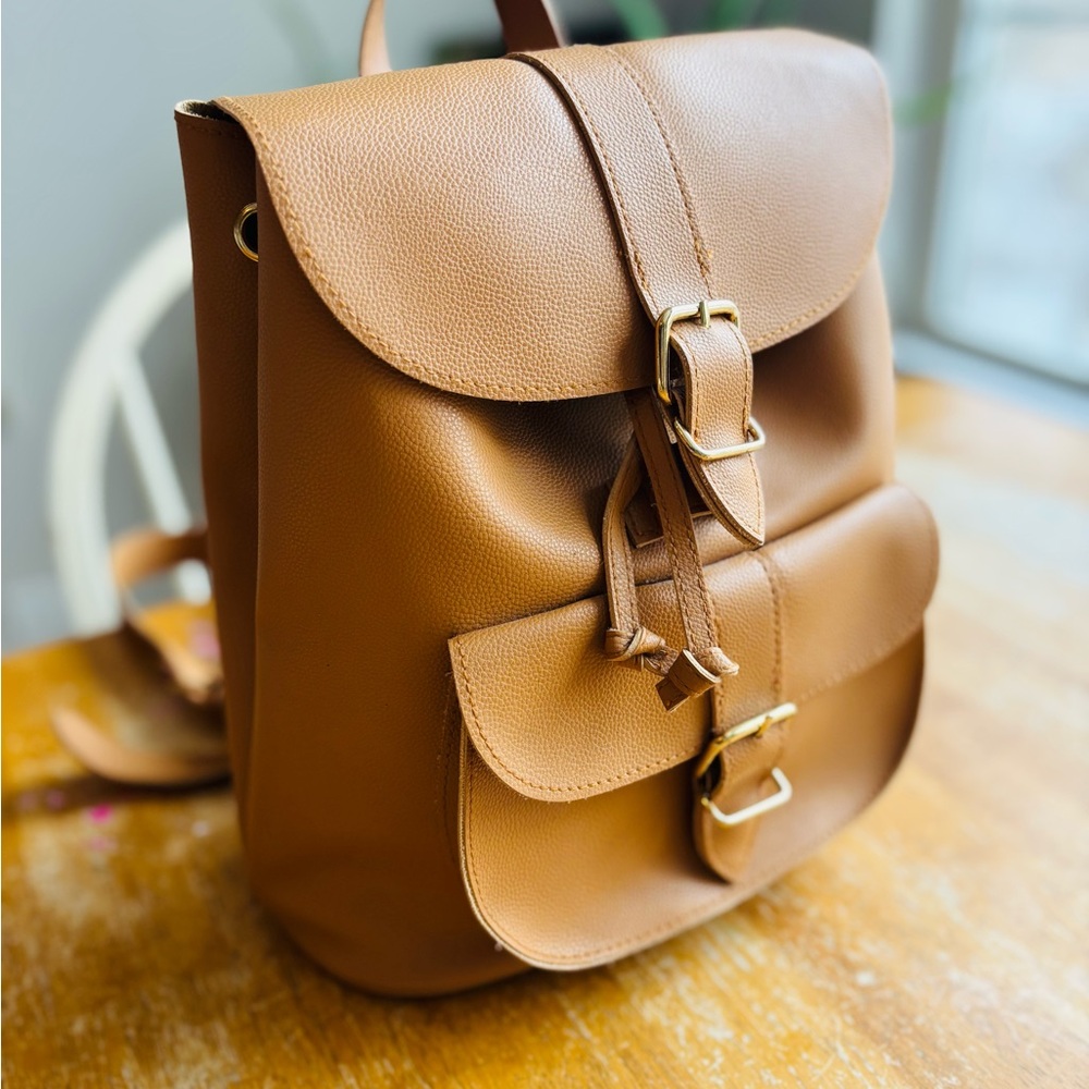 Forever 21 Faux Leather Camel Buckle Mini Backpack - Picture 2 of 12